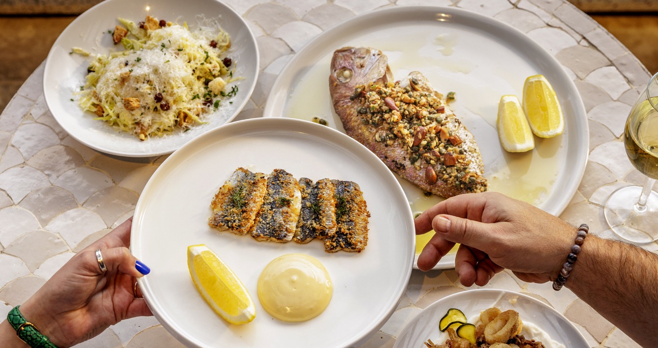 Snapper served with other seafood at Georges