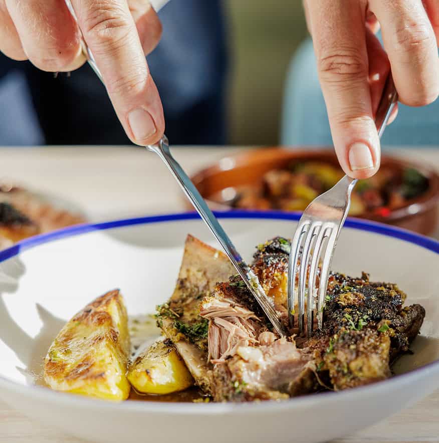 Delicious Greek food in bowl